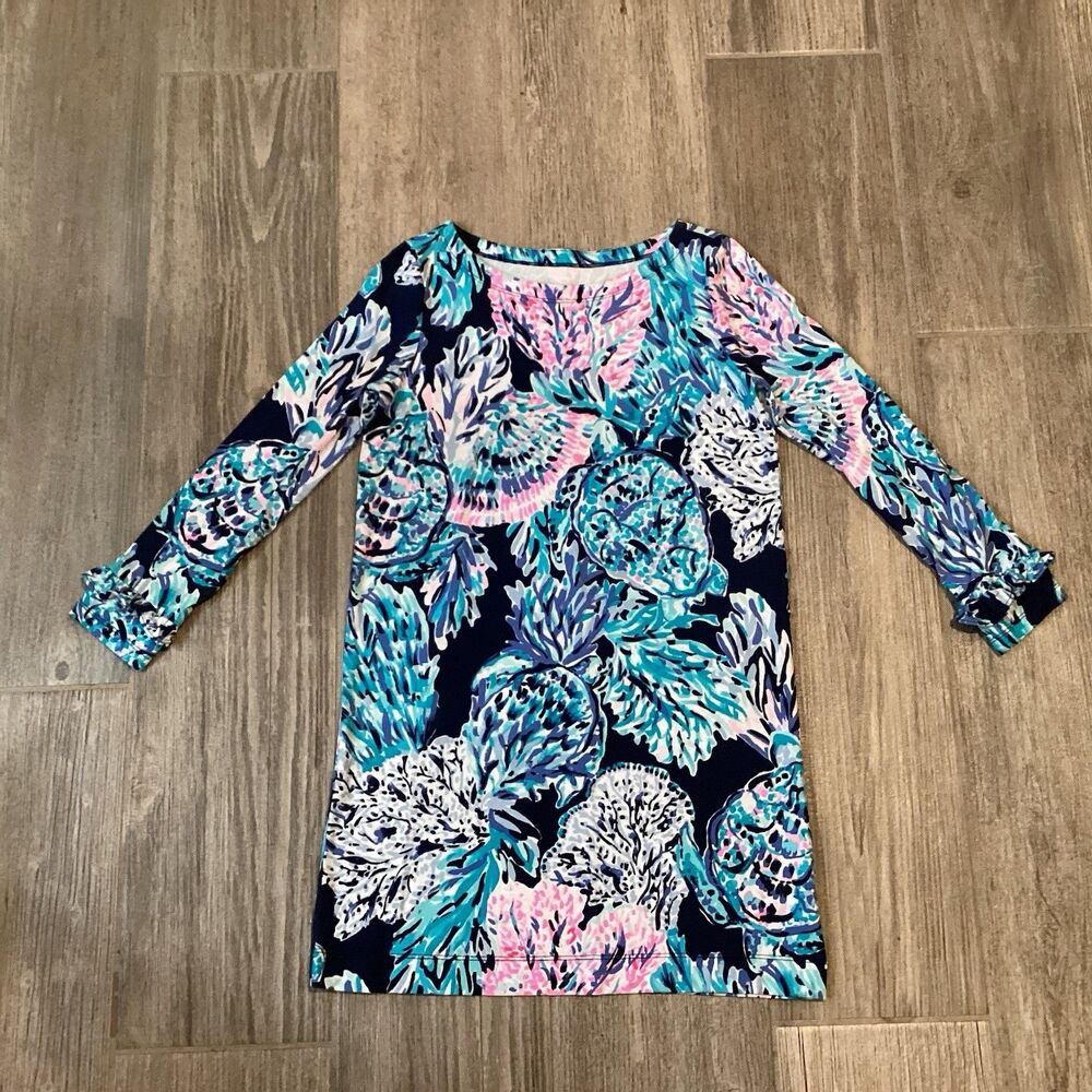 Lilly Pulitzer Girls Mini Sophie Ruffle High Tide Navy Party In Paradise 8-10